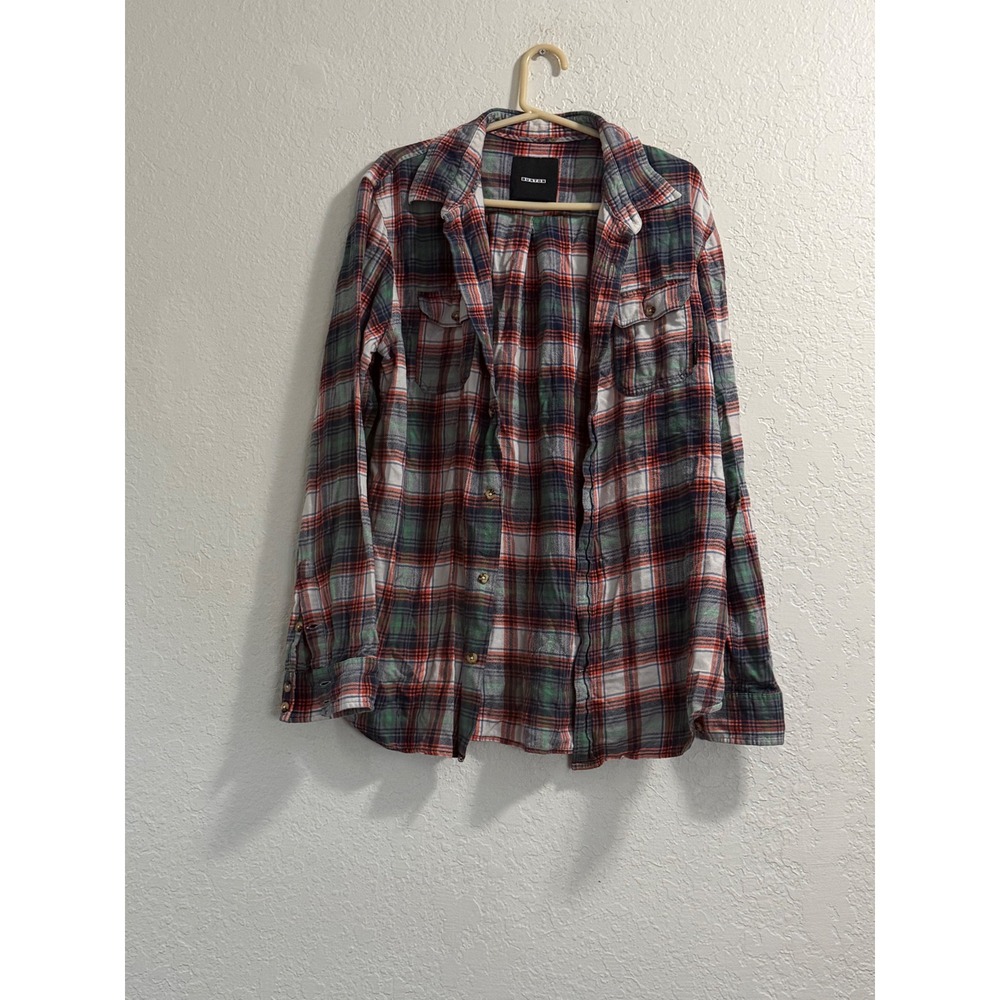 Brixton Mens Plaid Flannel Shirt Long Sleeve Button Down Red Green Blue XL